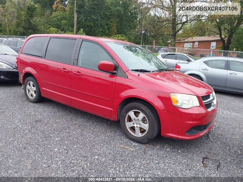 2012 Dodge Grand Caravan Se VIN: 2C4RDGBGXCR407106 Lot: 40433631