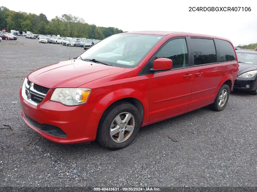 2012 Dodge Grand Caravan Se VIN: 2C4RDGBGXCR407106 Lot: 40433631