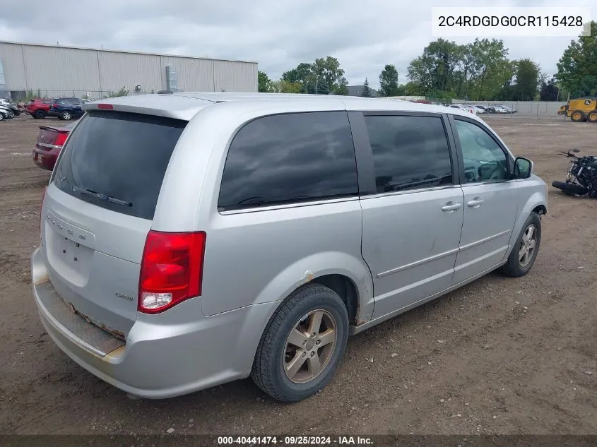 2012 Dodge Grand Caravan Crew VIN: 2C4RDGDG0CR115428 Lot: 40441474