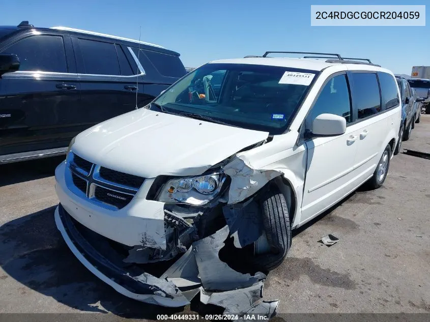 2012 Dodge Grand Caravan Sxt VIN: 2C4RDGCG0CR204059 Lot: 40449331