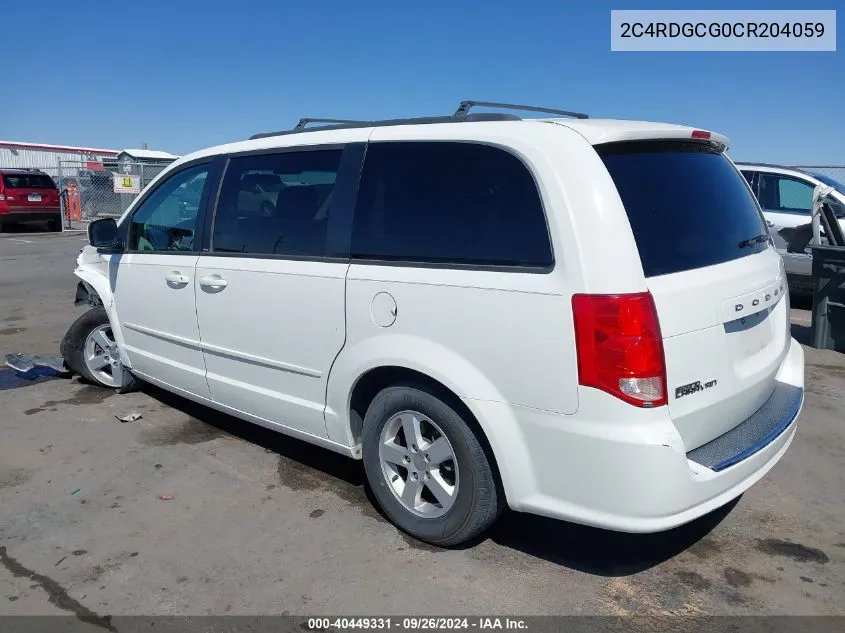 2012 Dodge Grand Caravan Sxt VIN: 2C4RDGCG0CR204059 Lot: 40449331