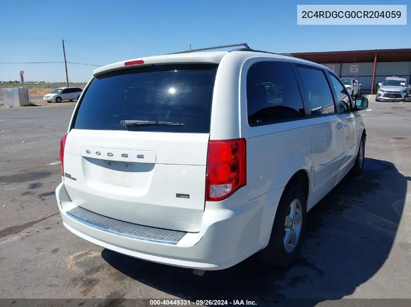 2012 Dodge Grand Caravan Sxt VIN: 2C4RDGCG0CR204059 Lot: 40449331