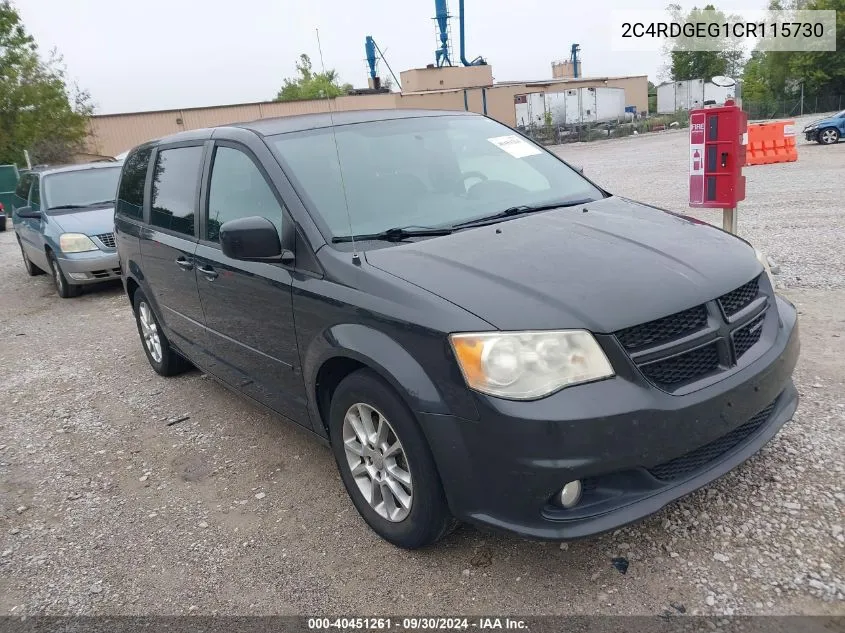 2012 Dodge Grand Caravan R/T VIN: 2C4RDGEG1CR115730 Lot: 40451261