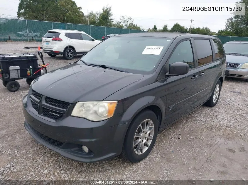 2012 Dodge Grand Caravan R/T VIN: 2C4RDGEG1CR115730 Lot: 40451261