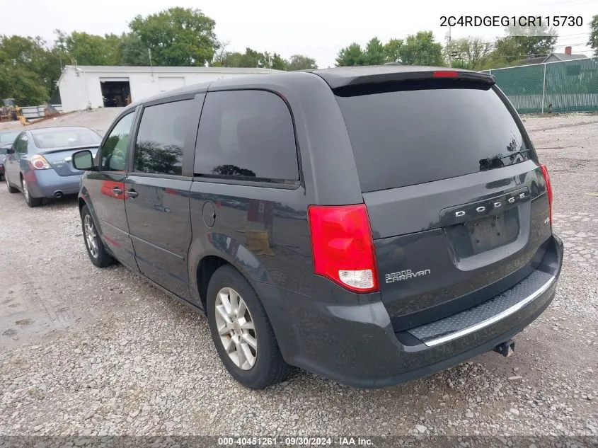 2012 Dodge Grand Caravan R/T VIN: 2C4RDGEG1CR115730 Lot: 40451261