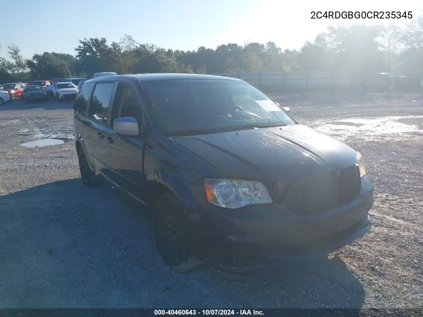 2012 Dodge Grand Caravan Se VIN: 2C4RDGBG0CR235345 Lot: 40460643