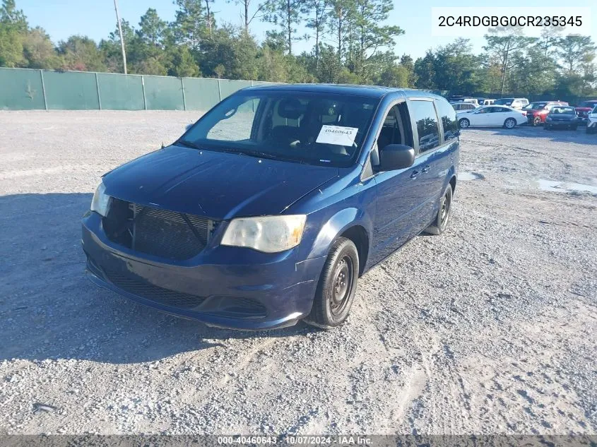 2012 Dodge Grand Caravan Se VIN: 2C4RDGBG0CR235345 Lot: 40460643