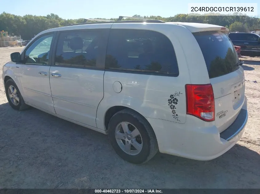 2012 Dodge Grand Caravan Sxt VIN: 2C4RDGCG1CR139612 Lot: 40462723