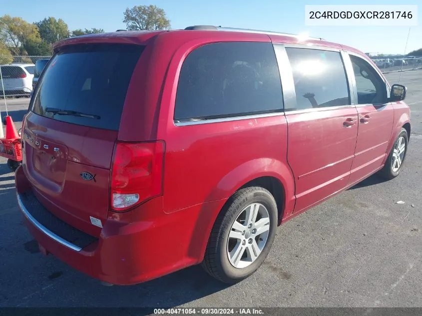 2012 Dodge Grand Caravan Crew VIN: 2C4RDGDGXCR281746 Lot: 40471054