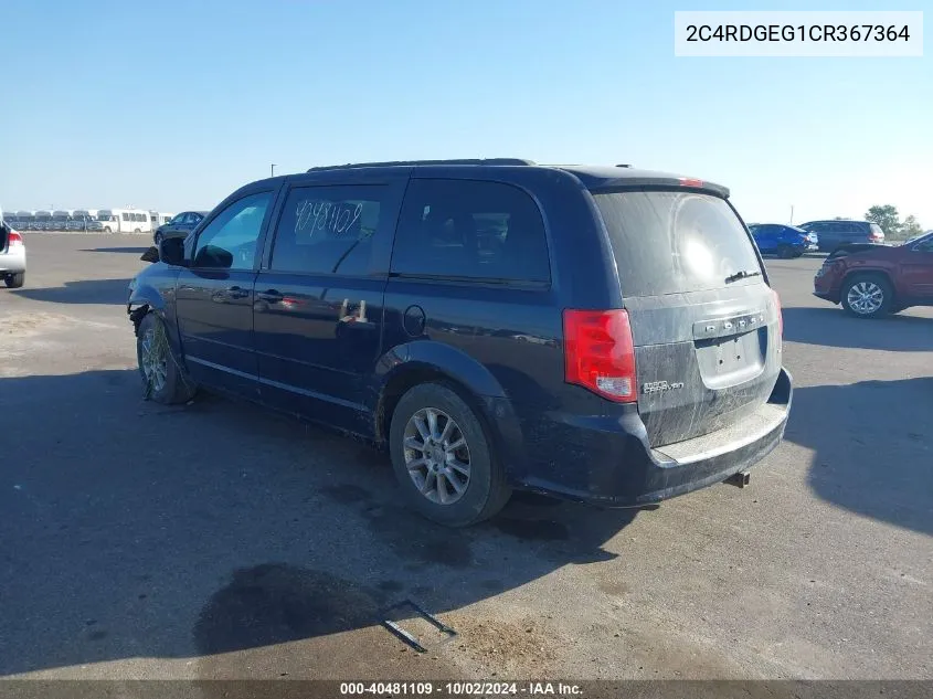 2012 Dodge Grand Caravan R/T VIN: 2C4RDGEG1CR367364 Lot: 40481109