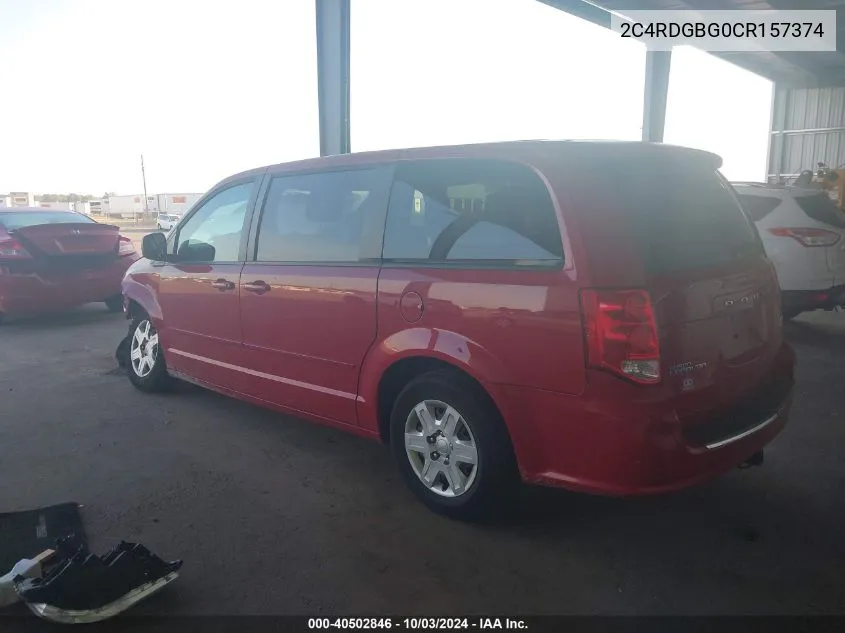 2012 Dodge Grand Caravan Se/Avp VIN: 2C4RDGBG0CR157374 Lot: 40502846