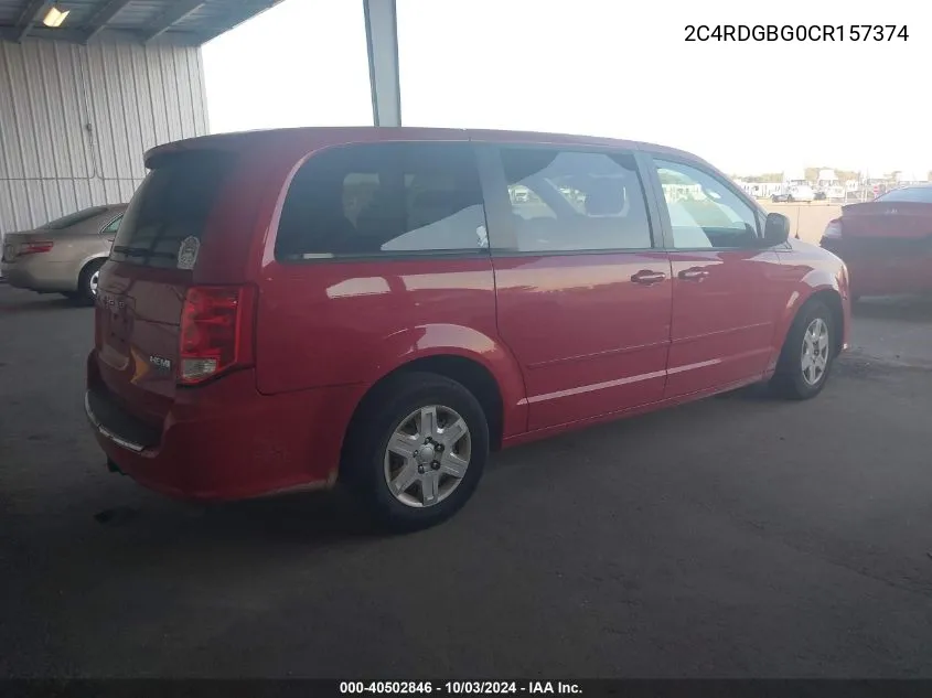 2012 Dodge Grand Caravan Se/Avp VIN: 2C4RDGBG0CR157374 Lot: 40502846