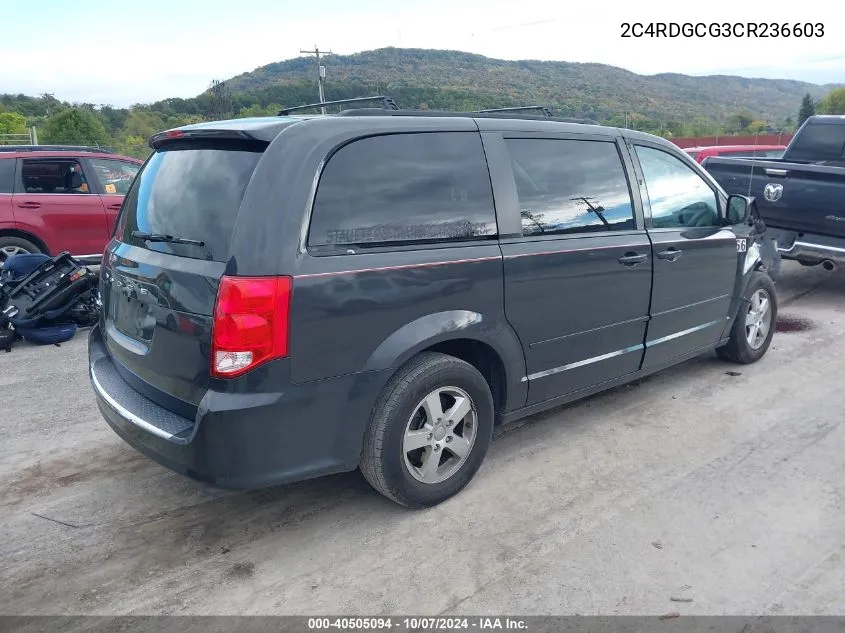 2C4RDGCG3CR236603 2012 Dodge Grand Caravan Sxt