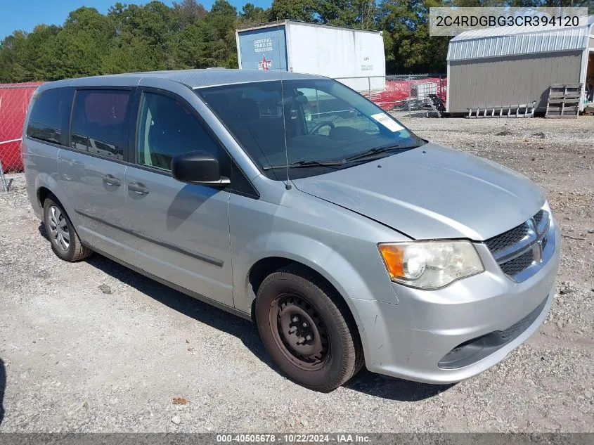 2012 Dodge Grand Caravan Se/Avp VIN: 2C4RDGBG3CR394120 Lot: 40505678