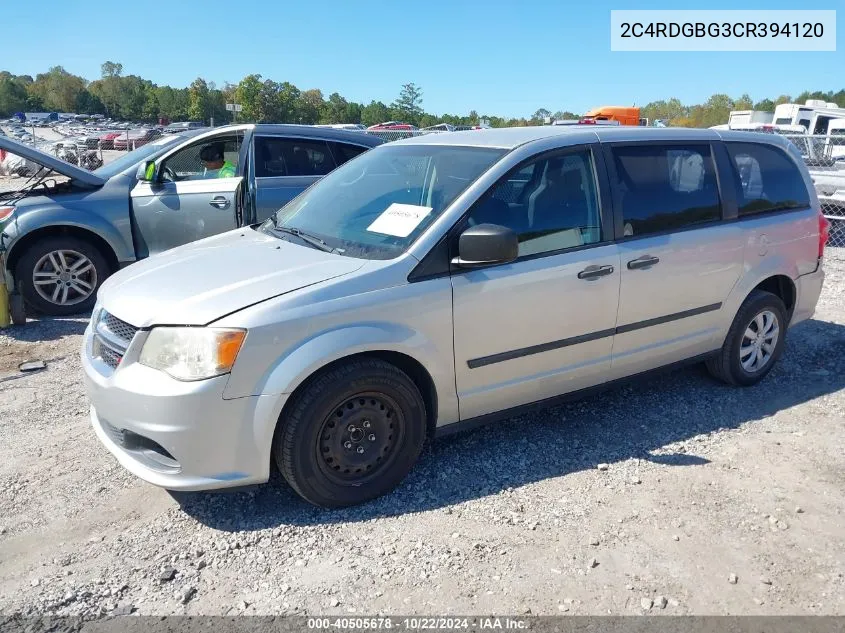 2012 Dodge Grand Caravan Se/Avp VIN: 2C4RDGBG3CR394120 Lot: 40505678