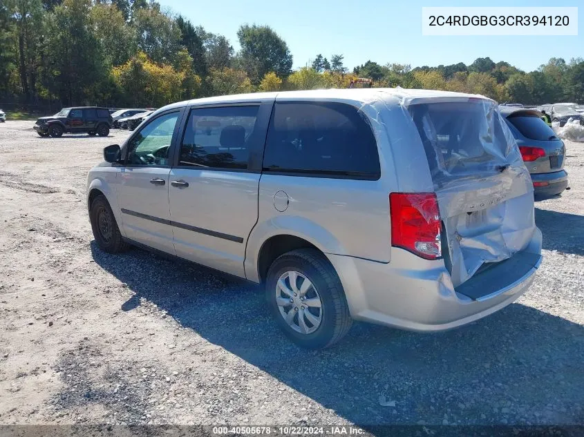 2012 Dodge Grand Caravan Se/Avp VIN: 2C4RDGBG3CR394120 Lot: 40505678