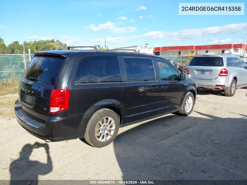 2012 Dodge Grand Caravan R/T VIN: 2C4RDGEG6CR415358 Lot: 40548810