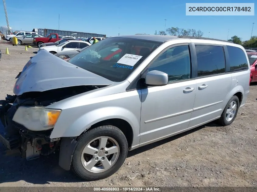 2012 Dodge Grand Caravan Sxt VIN: 2C4RDGCG0CR178482 Lot: 40586903