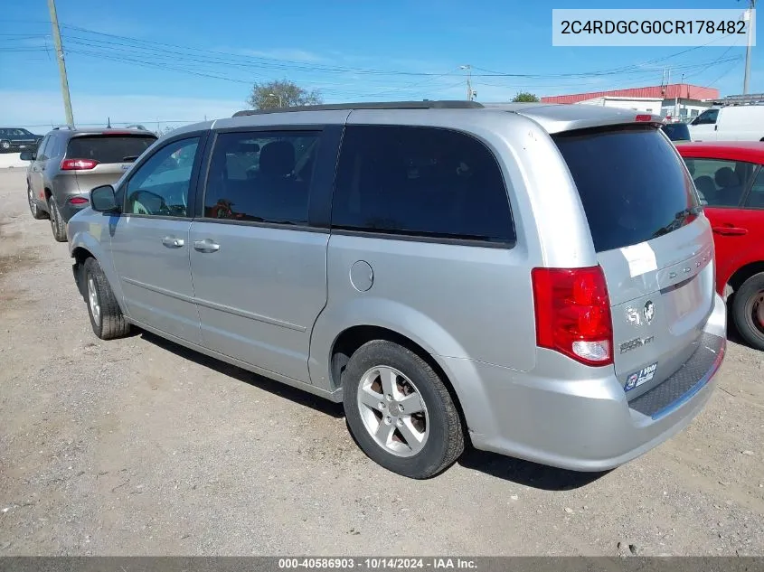 2012 Dodge Grand Caravan Sxt VIN: 2C4RDGCG0CR178482 Lot: 40586903