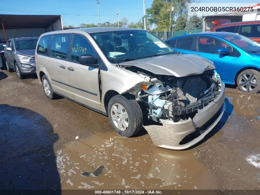 2012 Dodge Grand Caravan Se/Avp VIN: 2C4RDGBG5CR360275 Lot: 40601749