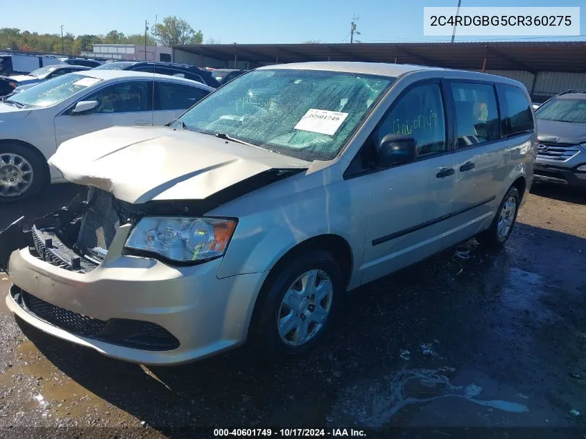 2012 Dodge Grand Caravan Se/Avp VIN: 2C4RDGBG5CR360275 Lot: 40601749