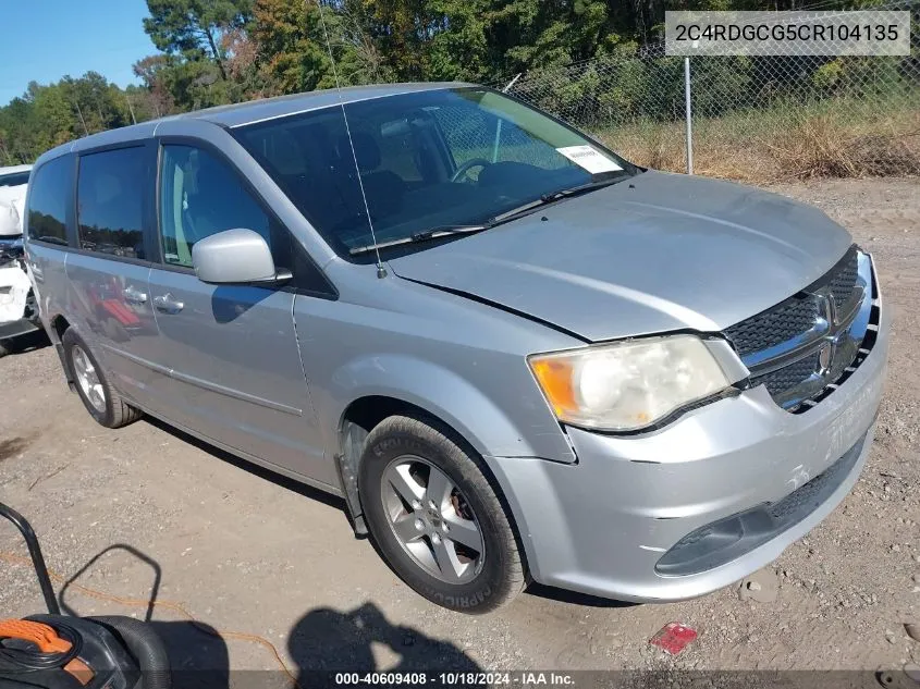 2012 Dodge Grand Caravan Sxt VIN: 2C4RDGCG5CR104135 Lot: 40609408