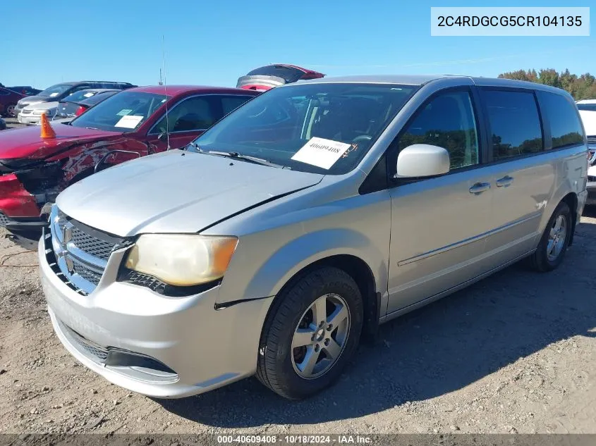 2012 Dodge Grand Caravan Sxt VIN: 2C4RDGCG5CR104135 Lot: 40609408