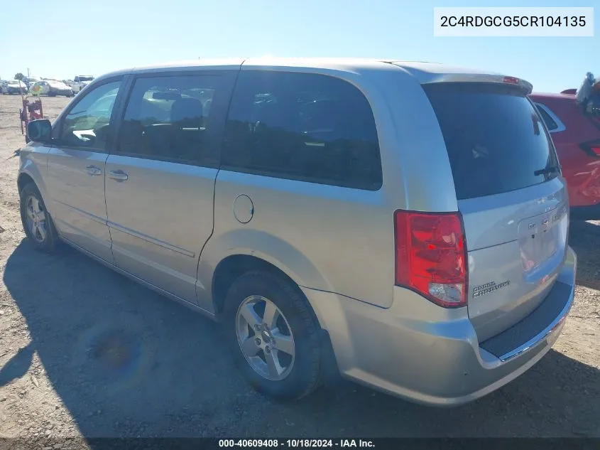 2012 Dodge Grand Caravan Sxt VIN: 2C4RDGCG5CR104135 Lot: 40609408