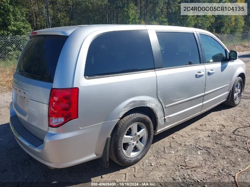 2012 Dodge Grand Caravan Sxt VIN: 2C4RDGCG5CR104135 Lot: 40609408