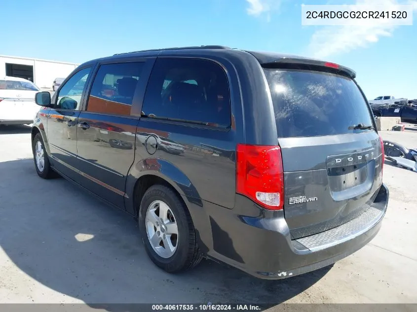 2012 Dodge Grand Caravan Sxt VIN: 2C4RDGCG2CR241520 Lot: 40617535