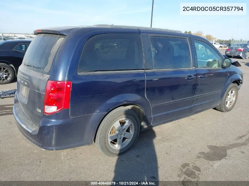 2012 Dodge Grand Caravan Sxt VIN: 2C4RDGCG5CR357794 Lot: 40645079