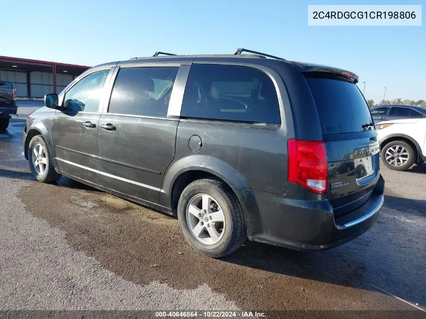 2012 Dodge Grand Caravan Sxt VIN: 2C4RDGCG1CR198806 Lot: 40646864