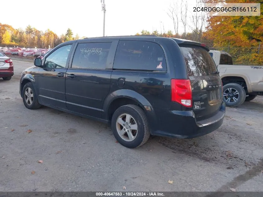 2012 Dodge Grand Caravan Sxt VIN: 2C4RDGCG6CR166112 Lot: 40647583