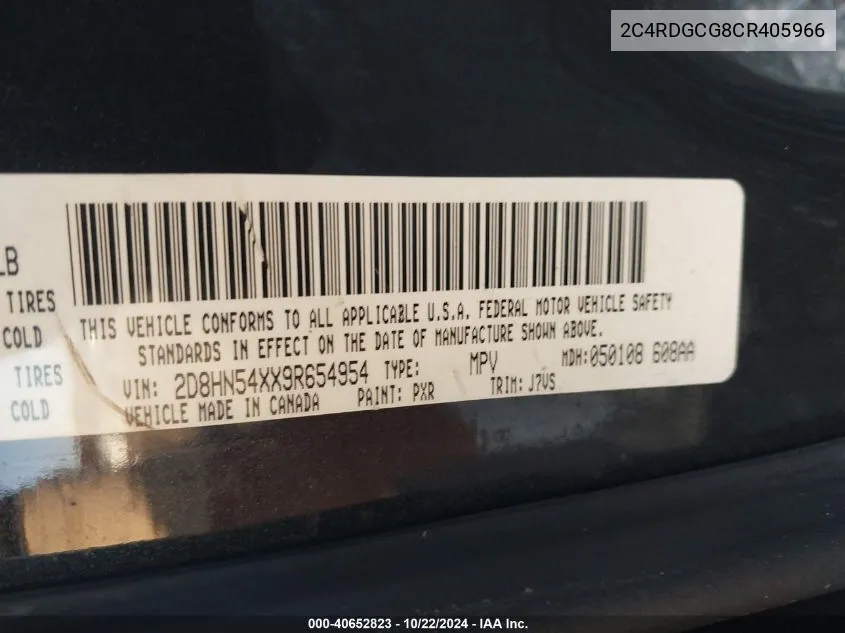 2C4RDGCG8CR405966 2012 Dodge Grand Caravan Sxt