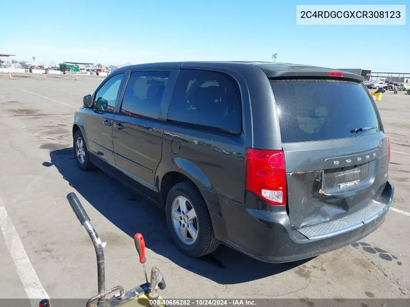 2012 Dodge Grand Caravan Sxt VIN: 2C4RDGCGXCR308123 Lot: 40656282