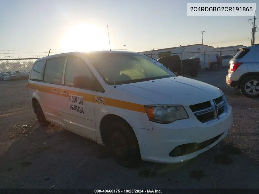 2C4RDGBG2CR191865 2012 Dodge Grand Caravan Se/Avp