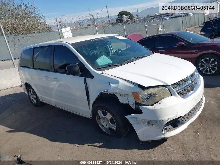 2012 Dodge Grand Caravan Se VIN: 2C4RDGBG8CR405144 Lot: 40666527