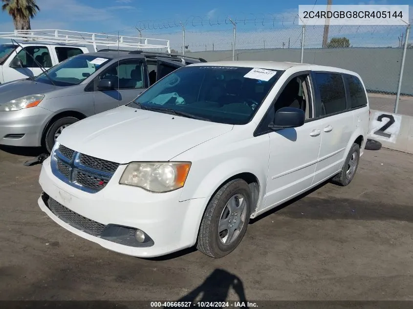 2012 Dodge Grand Caravan Se VIN: 2C4RDGBG8CR405144 Lot: 40666527