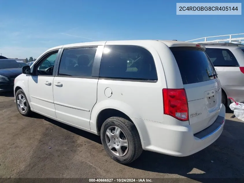 2012 Dodge Grand Caravan Se VIN: 2C4RDGBG8CR405144 Lot: 40666527