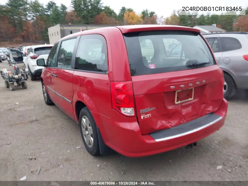 2012 Dodge Grand Caravan Se/Avp VIN: 2C4RDGBG1CR183465 Lot: 40679086