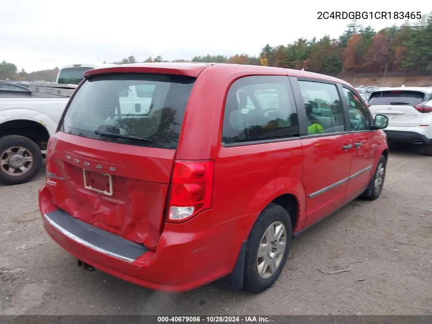 2012 Dodge Grand Caravan Se/Avp VIN: 2C4RDGBG1CR183465 Lot: 40679086