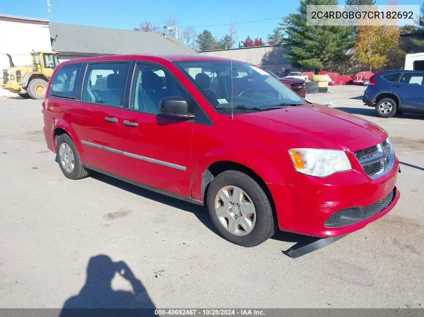 2012 Dodge Grand Caravan Se/Avp VIN: 2C4RDGBG7CR182692 Lot: 40692467