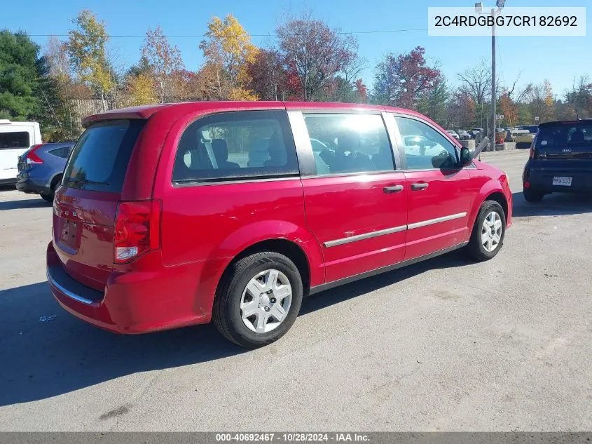 2C4RDGBG7CR182692 2012 Dodge Grand Caravan Se/Avp