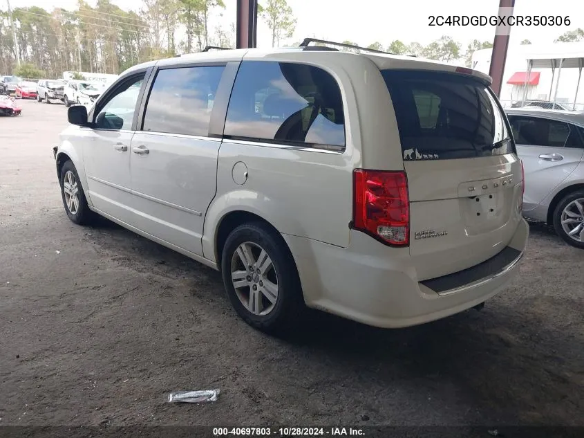 2012 Dodge Grand Caravan Crew VIN: 2C4RDGDGXCR350306 Lot: 40697803