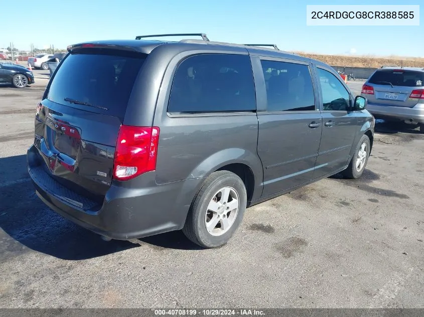 2012 Dodge Grand Caravan Sxt VIN: 2C4RDGCG8CR388585 Lot: 40708199