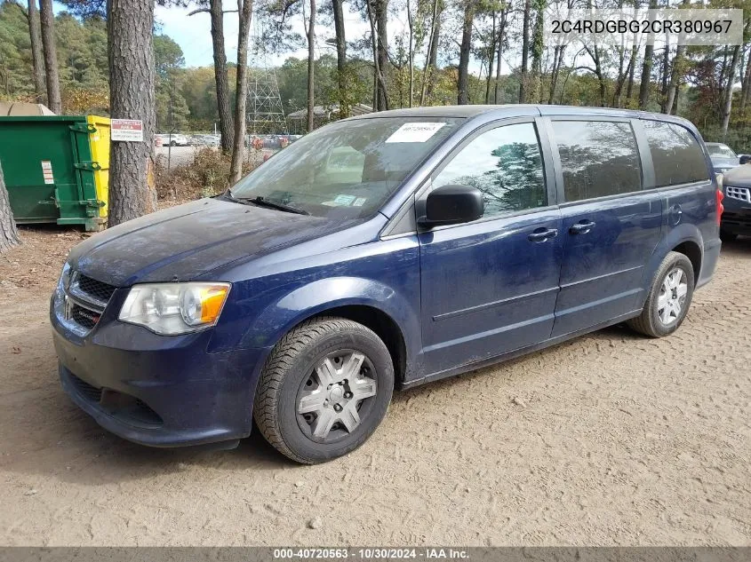 2012 Dodge Grand Caravan Se/Avp VIN: 2C4RDGBG2CR380967 Lot: 40720563