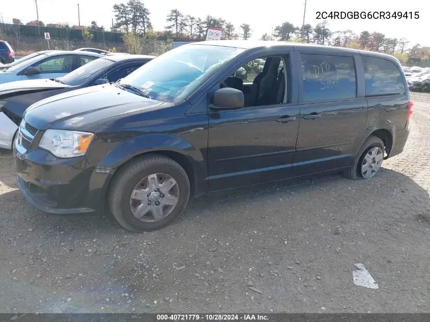 2012 Dodge Grand Caravan Se/Avp VIN: 2C4RDGBG6CR349415 Lot: 40721779