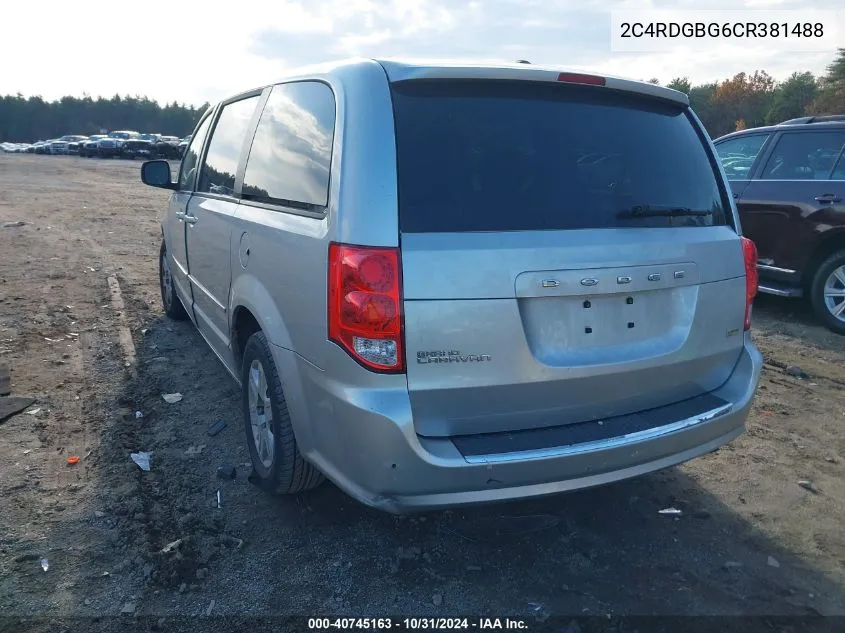 2012 Dodge Grand Caravan Se/Avp VIN: 2C4RDGBG6CR381488 Lot: 40745163