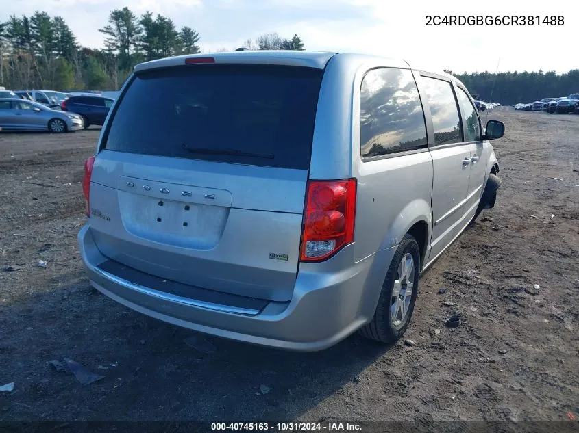 2012 Dodge Grand Caravan Se/Avp VIN: 2C4RDGBG6CR381488 Lot: 40745163