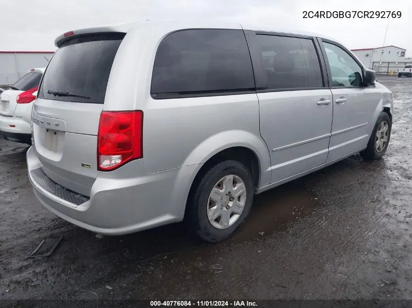 2012 Dodge Grand Caravan Se/Avp VIN: 2C4RDGBG7CR292769 Lot: 40776084